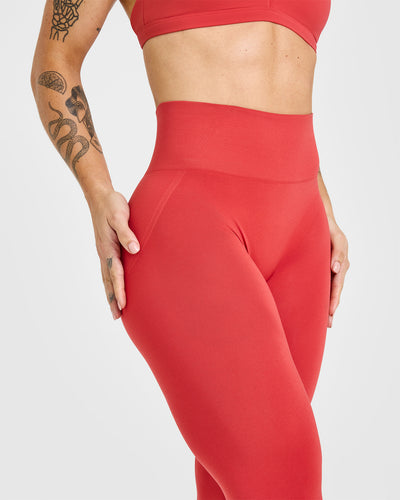 Effortless Seamless Leggings with White Logo | Sweet Red