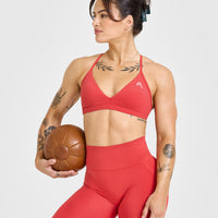 Effortless Seamless Leggings with White Logo | Sweet Red