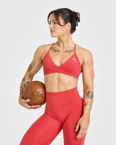 Effortless Seamless Leggings with White Logo | Sweet Red