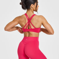 EasyLift™ High Neck Sports Bra with White Logo | Berry Bloom