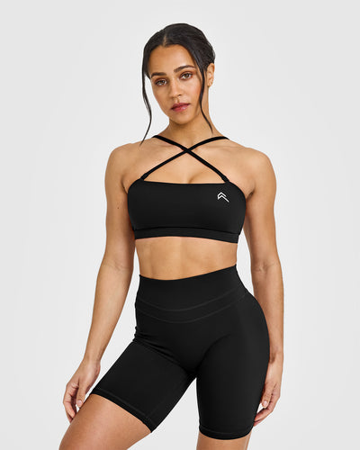 EasyLift™ Multi Way Bandeau Bralette with White Logo | Black