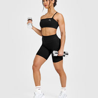 EasyLift™ Multi Way Bandeau Bralette with White Logo | Black