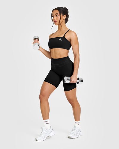 EasyLift™ Multi Way Bandeau Bralette with White Logo | Black
