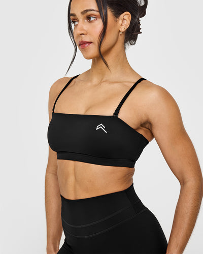 EasyLift™ Multi Way Bandeau Bralette with White Logo | Black