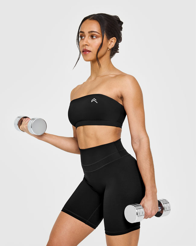 EasyLift™ Multi Way Bandeau Bralette with White Logo | Black