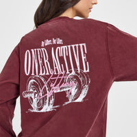 Oner Graphic Washed Long Sleeve Top | Rosewood