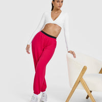 Unified Twist Front Long Sleeve Crop Top | White