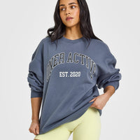 Foundations Oversized Sweatshirt With Large Printed Graphic | Granite Blue