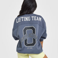 Foundations Oversized Sweatshirt With Large Printed Graphic | Granite Blue