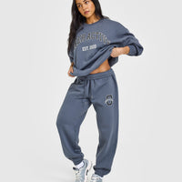Foundations Oversized Sweatshirt With Large Printed Graphic | Granite Blue