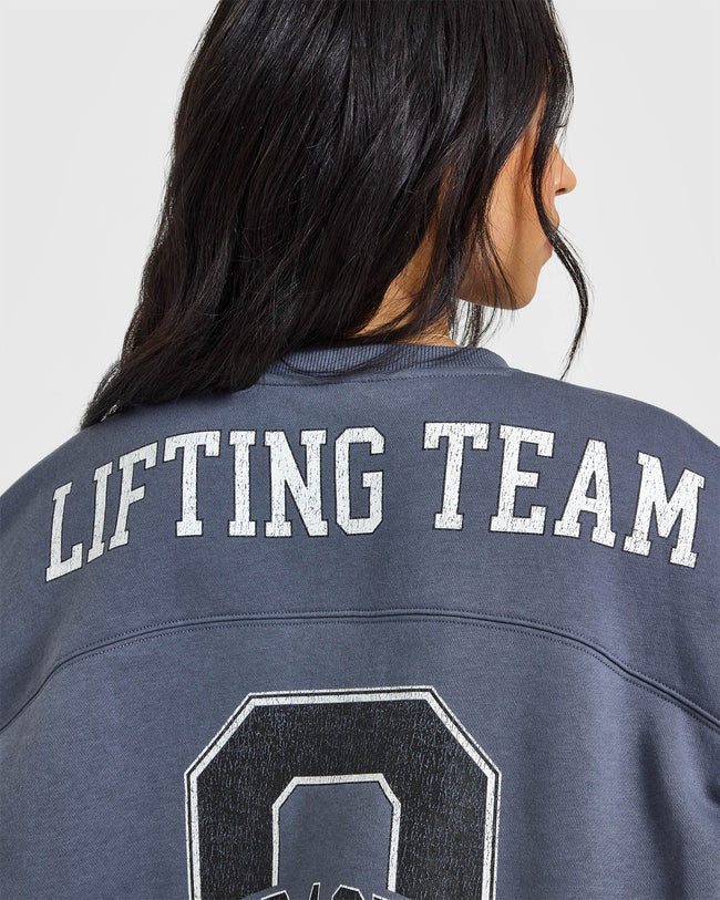 Foundations Oversized Sweatshirt With Large Printed Graphic | Granite Blue