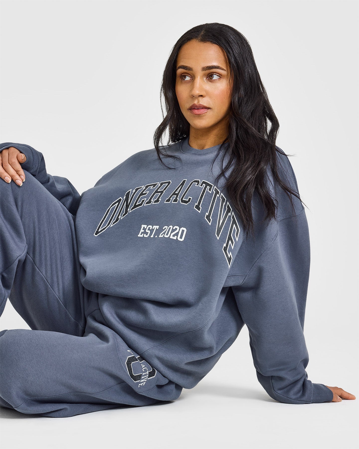Foundations Oversized Sweatshirt With Large Printed Graphic | Granite Blue