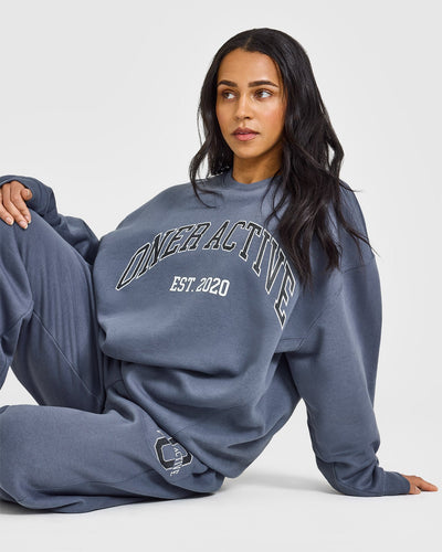 Foundations Oversized Sweatshirt With Large Printed Graphic | Granite Blue