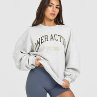 Foundations Oversized Sweatshirt With Large Printed Graphic | Light Grey Marl