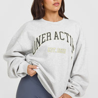 Foundations Oversized Sweatshirt With Large Printed Graphic | Light Grey Marl