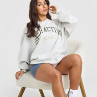 Foundations Oversized Sweatshirt With Large Printed Graphic | Light Grey Marl