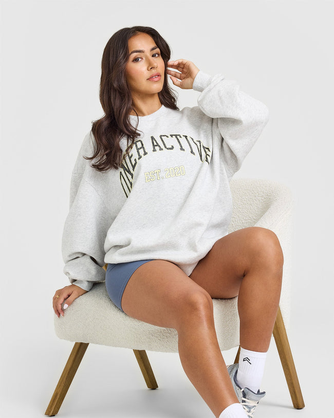 Foundations Oversized Sweatshirt With Large Printed Graphic | Light Grey Marl