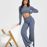 SoftMotion™ Long Sleeve Crop Top | Granite Blue