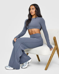 SoftMotion™ Long Sleeve Crop Top | Granite Blue