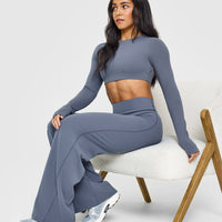 SoftMotion™ Long Sleeve Crop Top | Granite Blue