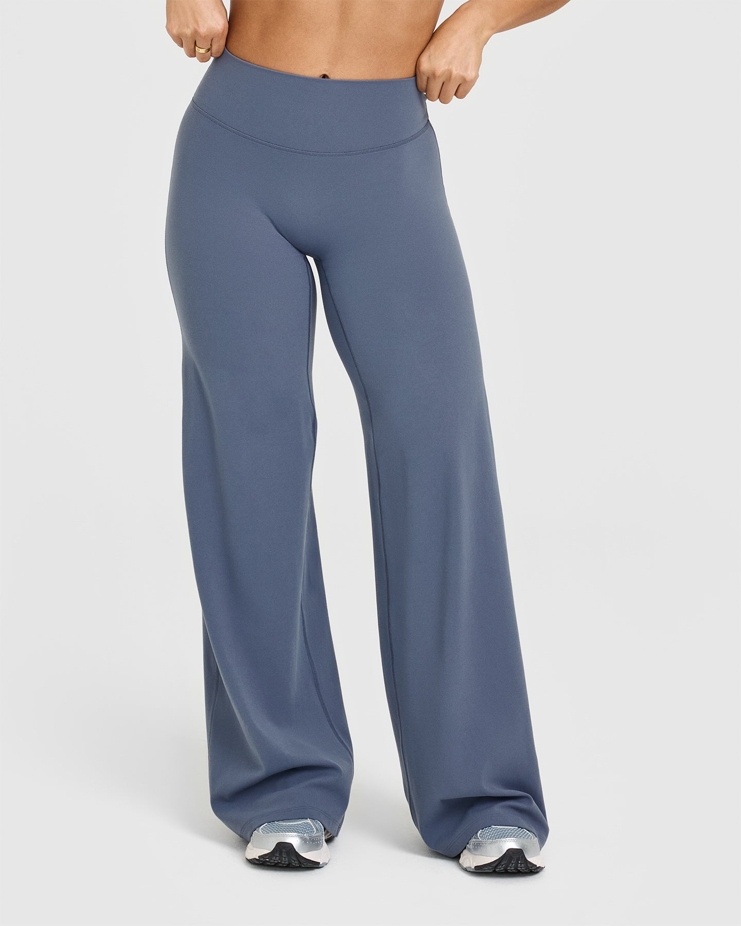 SoftMotion™ Straight Leg Bottoms with White Logo | Granite Blue