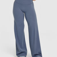 SoftMotion™ Straight Leg Bottoms with White Logo | Granite Blue