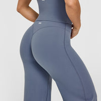 SoftMotion™ Straight Leg Bottoms with White Logo | Granite Blue