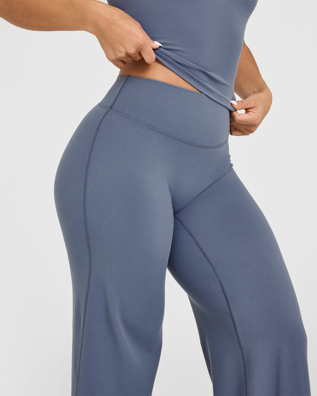SoftMotion™ Straight Leg Bottoms with White Logo | Granite Blue
