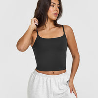 SoftMotion™ Strappy Mid Vest with Built in Bra Shelf | Soft Black