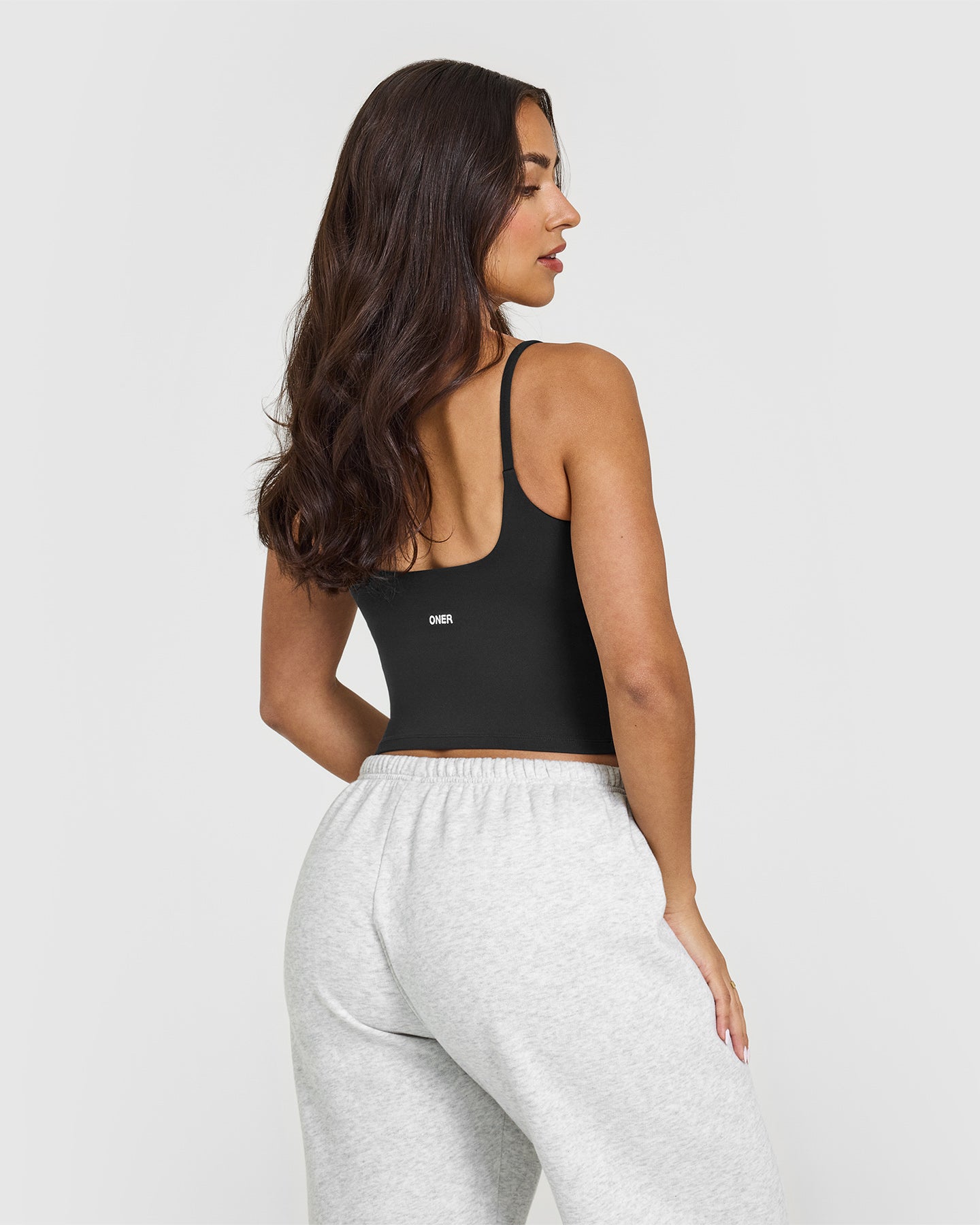 SoftMotion™ Strappy Mid Vest with Built in Bra Shelf | Soft Black
