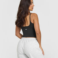 SoftMotion™ Strappy Mid Vest with Built in Bra Shelf | Soft Black