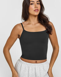 SoftMotion™ Strappy Mid Vest with Built in Bra Shelf | Soft Black
