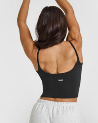 SoftMotion™ Strappy Mid Vest with Built in Bra Shelf | Soft Black