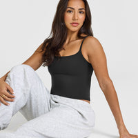 SoftMotion™ Strappy Mid Vest with Built in Bra Shelf | Soft Black