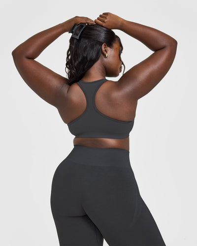 Effortless Seamless Racer Back Sports Bra | Coal