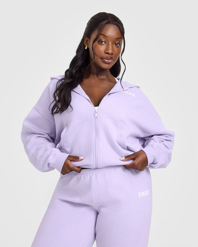 Mid Weight Zip Through Hoodie | Lavender Purple