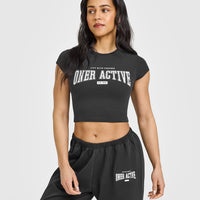 Cotton Baby T-Shirt with Athletic Graphic | Soft Black