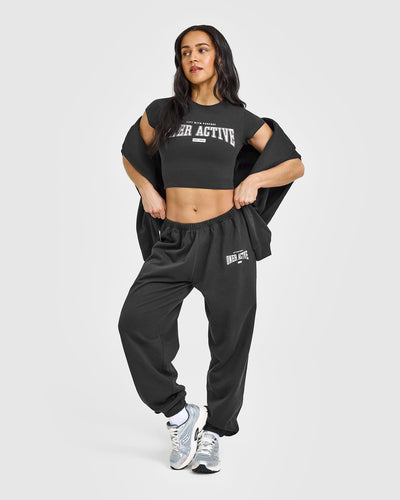 Cotton Baby T-Shirt with Athletic Graphic | Soft Black