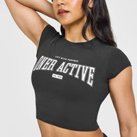 Cotton Baby T-Shirt with Athletic Graphic | Soft Black