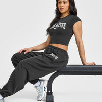 Cotton Baby T-Shirt with Athletic Graphic | Soft Black