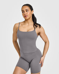 SoftMotion™ Strappy Mid Vest with Built in Bra Shelf | Ash Grey