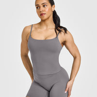 SoftMotion™ Strappy Mid Vest with Built in Bra Shelf | Ash Grey
