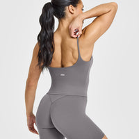 SoftMotion™ Strappy Mid Vest with Built in Bra Shelf | Ash Grey