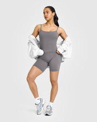 SoftMotion™ Strappy Mid Vest with Built in Bra Shelf | Ash Grey