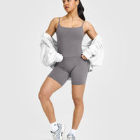 SoftMotion™ Strappy Mid Vest with Built in Bra Shelf | Ash Grey
