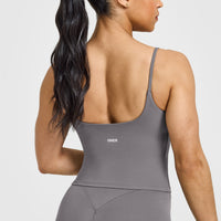 SoftMotion™ Strappy Mid Vest with Built in Bra Shelf | Ash Grey