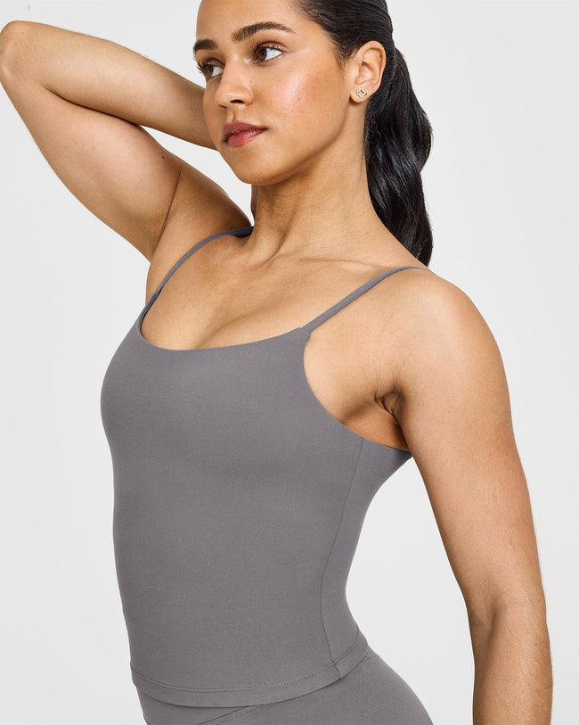 SoftMotion™ Strappy Mid Vest with Built in Bra Shelf | Ash Grey