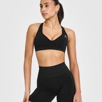 Effortless Seamless Racer Back Sports Bra | Black