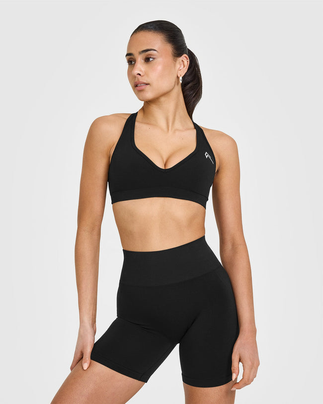 Effortless Seamless Racer Back Sports Bra | Black