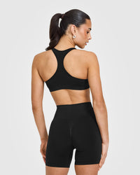 Effortless Seamless Racer Back Sports Bra | Black